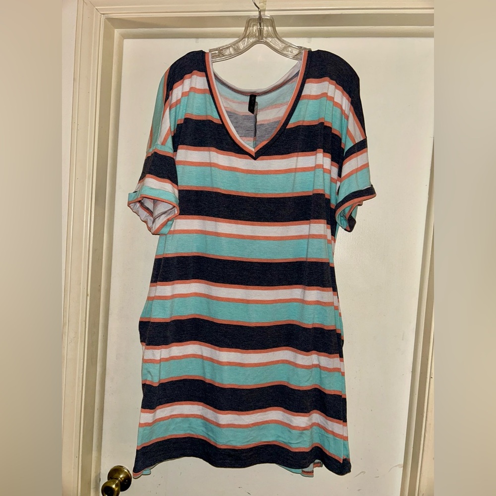 Striped V-Neck Dress